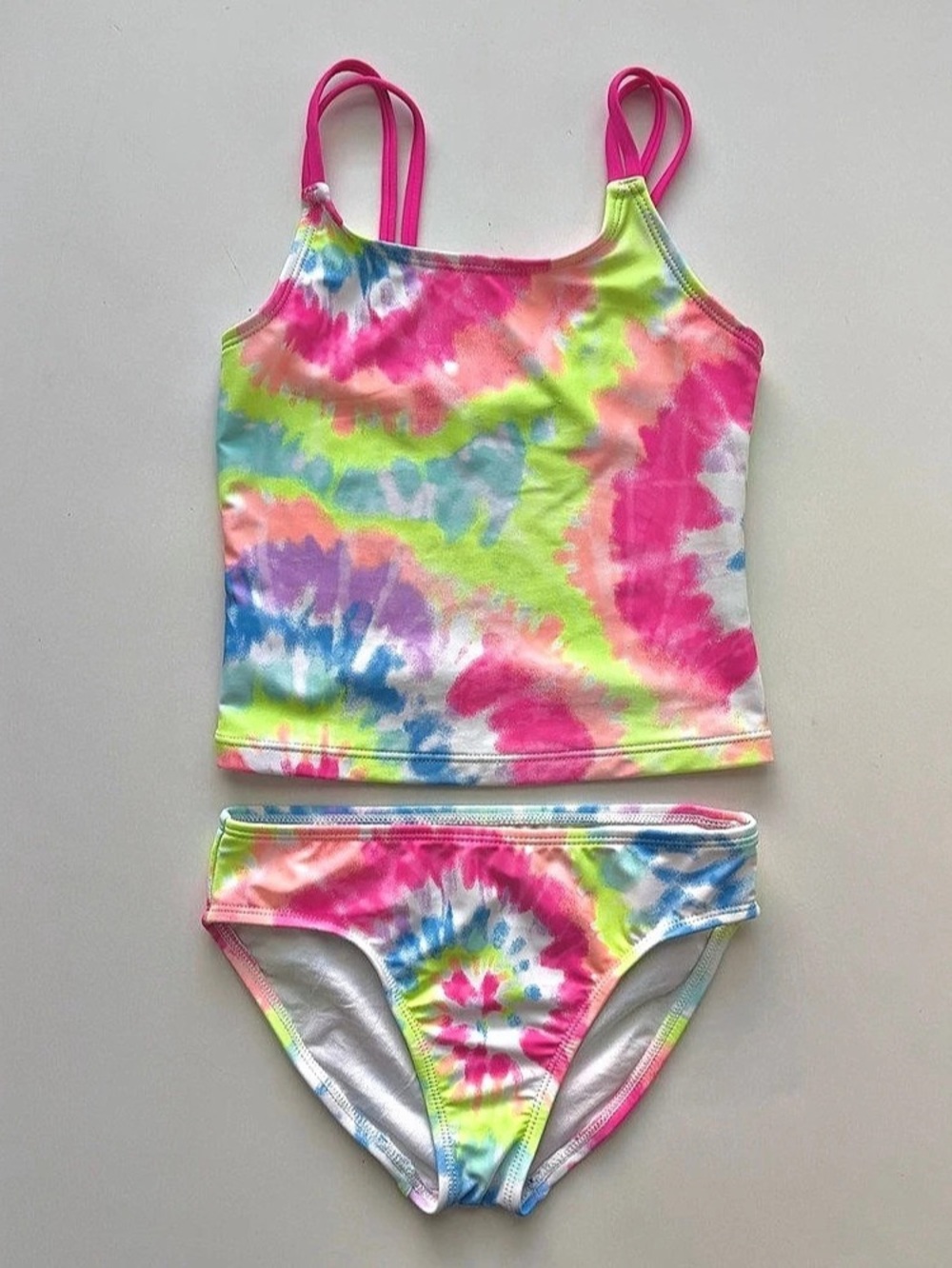 VGUC The Children's Place Girls Rainbow Tie-Dye Tankini Swimsuit - Size 5/6